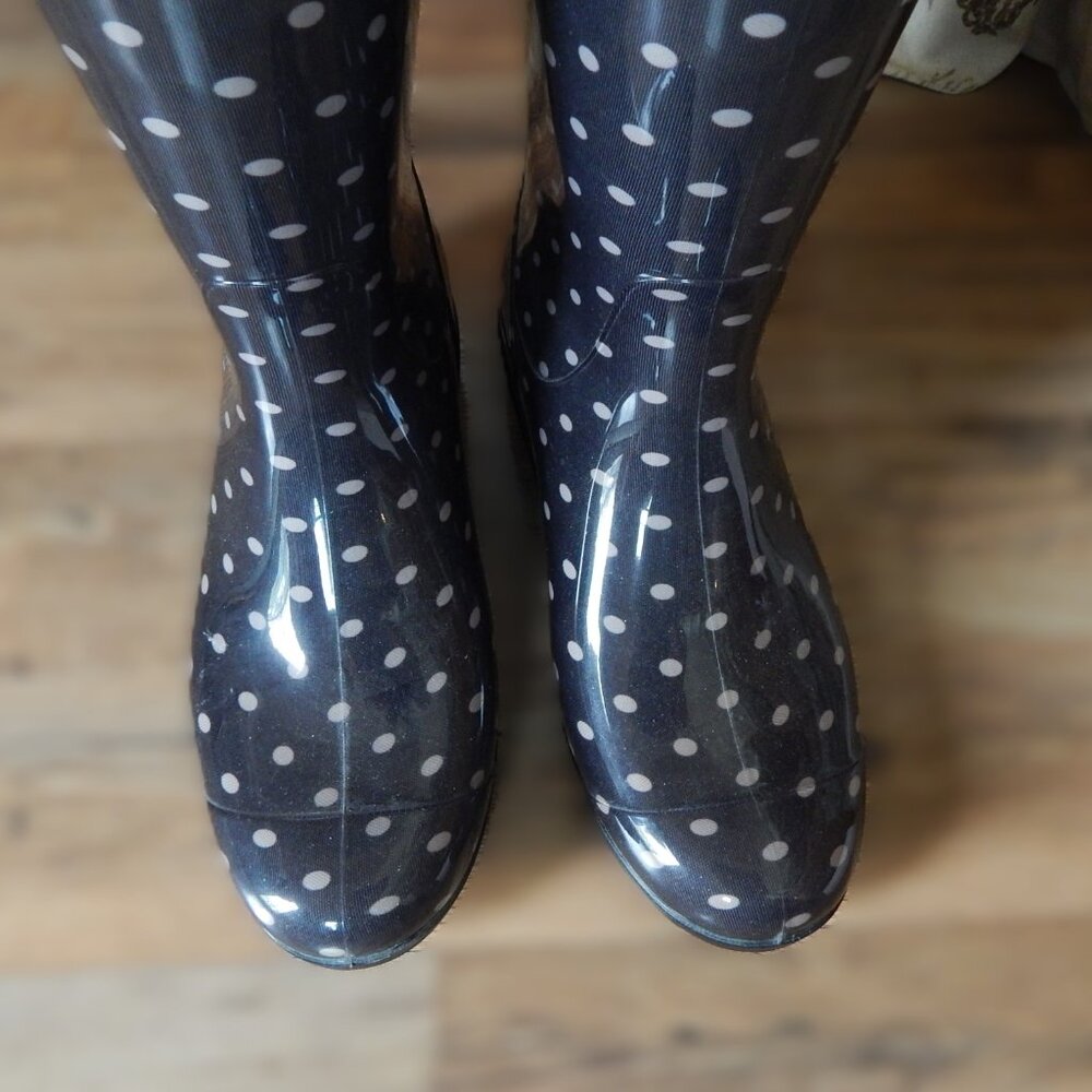 UGG Black and White Polka Dot Rain Boots - Picture 5 of 7